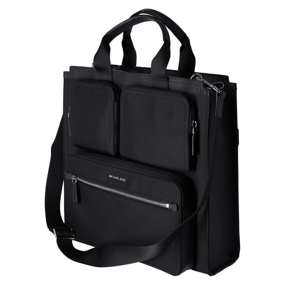 Michael Kors Unisex Kent Recycle Canvas Large Top Zip Tote Laptop Work Bag Black - Picture 4 of 8